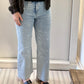 CEDAR CROPPED WIDE LEG EMBROIDERED DENIM