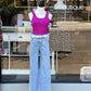 CEDAR CROPPED WIDE LEG EMBROIDERED DENIM