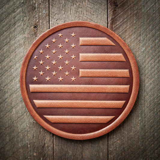 AMERICAN FLAG LEATHER COASTER